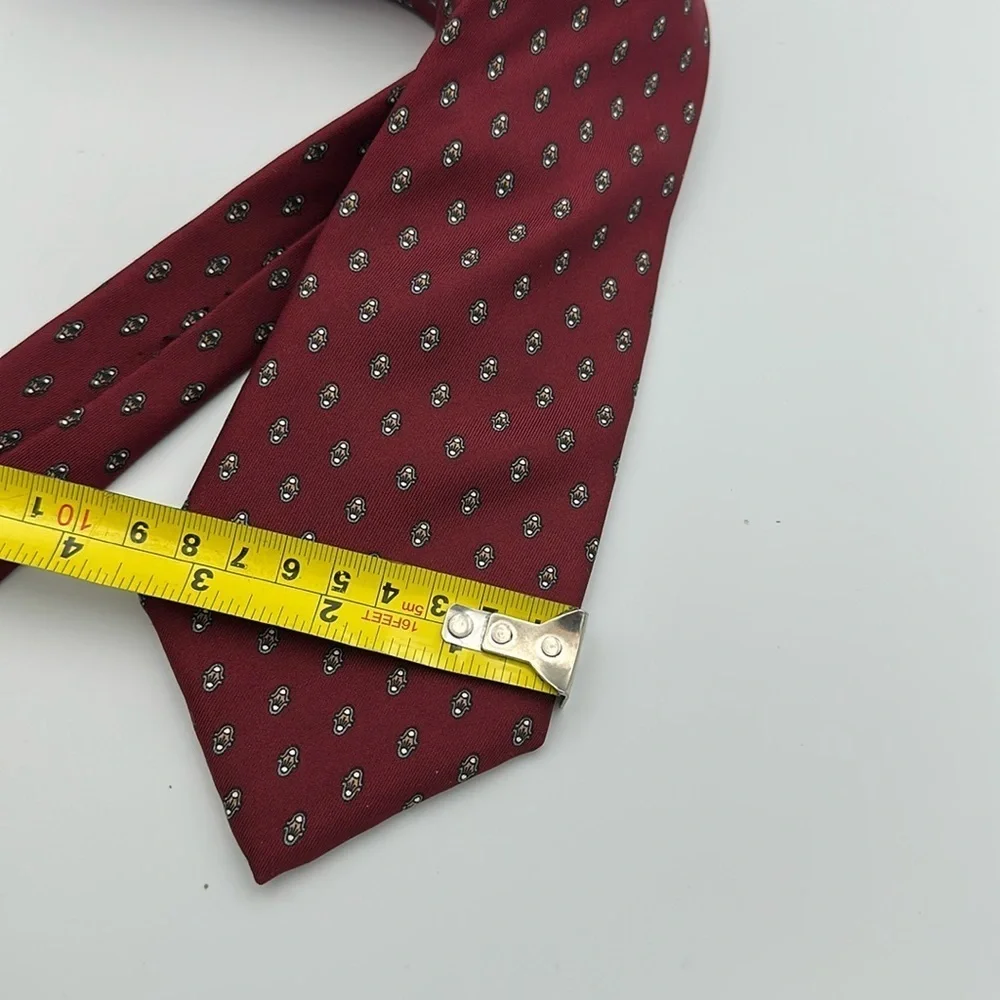 Dior Burgundy and Gray Patterned Tie